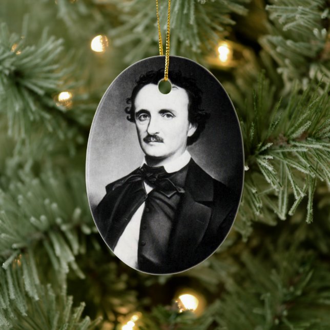 Edgar Allan Poe Portrait | Ceramic Ornament (Tree)