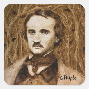 Edgar Allan Poe Portrait Square Stickers