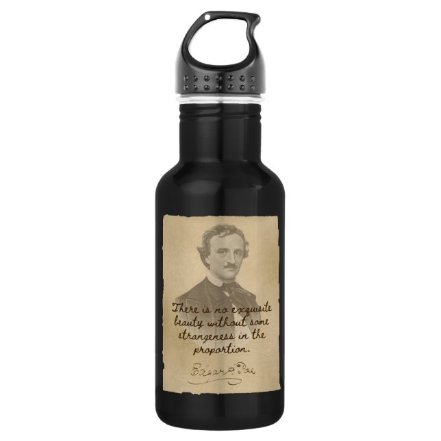 Edgar Allan Poe Quote - Beauty Water Bottle (Front)