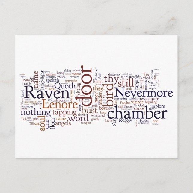Edgar Allan Poe Raven words postcard (Front)