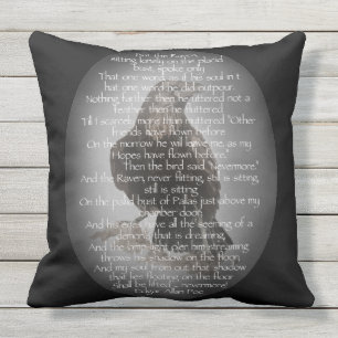 Edgar Allan Poe The Raven Poem Raven Watercolor Outdoor Cushion