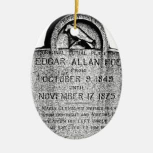 Edgar Allan Poe Tombstone. Creepy Halloween Images Ceramic Ornament