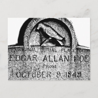 Edgar Allan Poe Tombstone. Creepy Halloween Images Postcard
