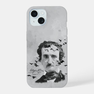 Edgar Allan Poe with Raven Birds Poet Poem iPhone 15 Case