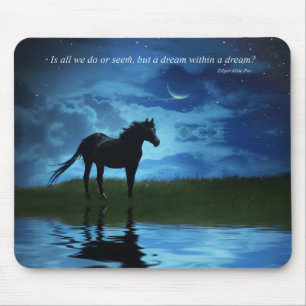 Edgar Allan Poe's Poem with Horse and Night Sky Mouse Pad