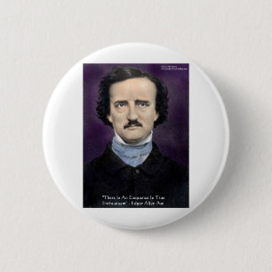 Edgar Allen Poe "Enthusiasm" Wisdom Quote Gifts 6 Cm Round Badge