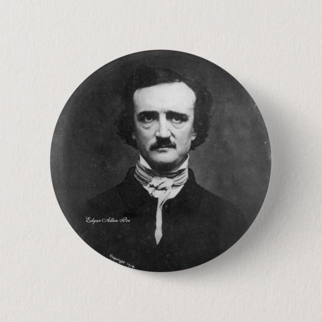Edgar Allen Poe, pin-on 6 Cm Round Badge (Front)