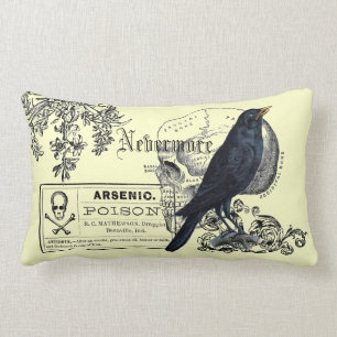Edgar Allen Poe Raven Collage Lumbar Cushion