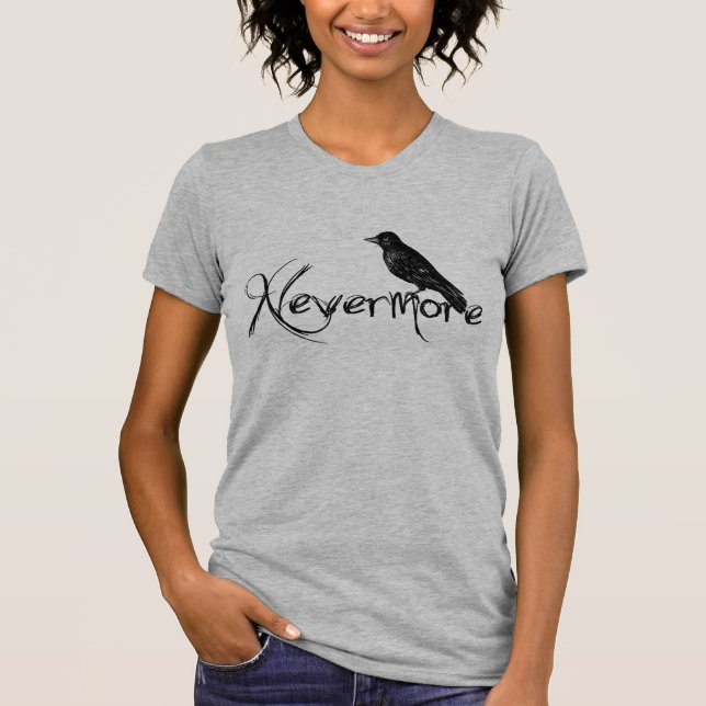 Edgar Allen Poe Raven Nevermore Halloween T-Shirt (Front)