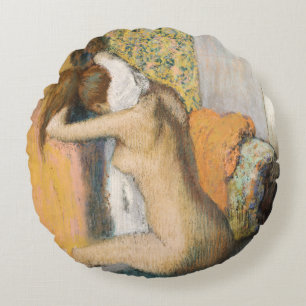 Edgar Degas After the Bath, Woman Drying Neck Round Cushion