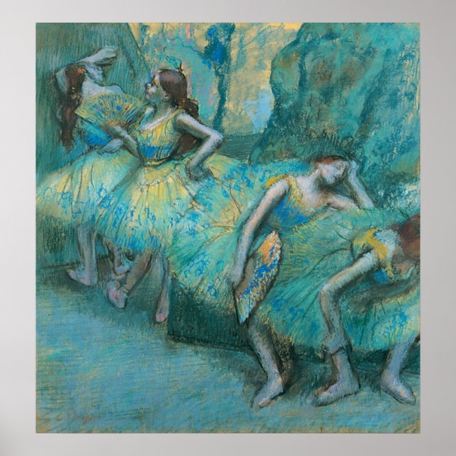 Edgar Degas - Ballet Dancers in Wings 1900 Pastel Poster (Front)