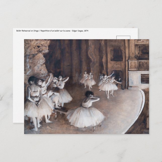 Edgar Degas - Ballet Rehearsal on Stage Postcard (Front/Back)
