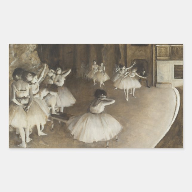 Edgar Degas – Ballet Rehearsal on Stage Rectangular Sticker (Front)