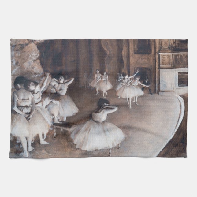 Edgar Degas - Ballet Rehearsal on Stage Tea Towel (Horizontal)