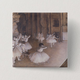 Edgar Degas Ballet Rehearsal on the Stage, 1874 15 Cm Square Badge