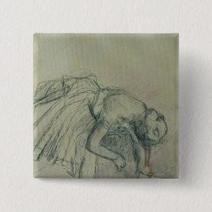 Edgar Degas Dancer Fixing her Slipper, c.1865 15 Cm Square Badge