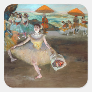 Edgar Degas - Dancer with Bouquet, Bowing on Stage Square Sticker