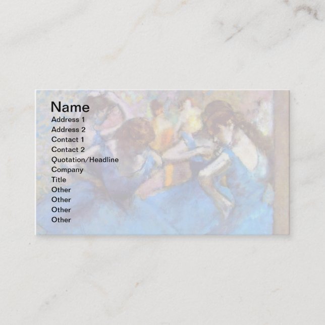 Edgar Degas - Dancers In Blue - Ballet Dance Lover Business Card (Front)