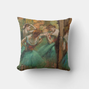 Edgar Degas Dancers Pink and Green Cushion