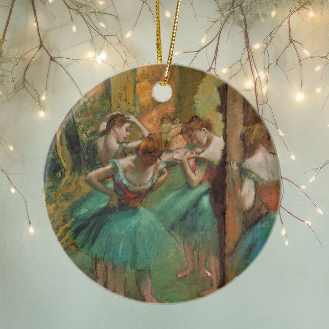 Edgar Degas Dancers Pink and Green Impressionist Ceramic Ornament (Creator Uploaded)