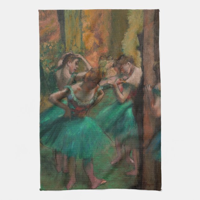 Edgar Degas - Dancers, Pink and Green Tea Towel (Vertical)