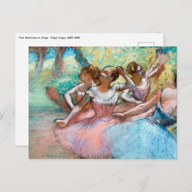 Edgar Degas - Four Ballerinas on Stage Postcard (Front/Back)