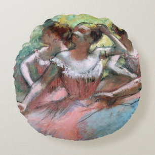 Edgar Degas   Four ballerinas on the stage Round Cushion