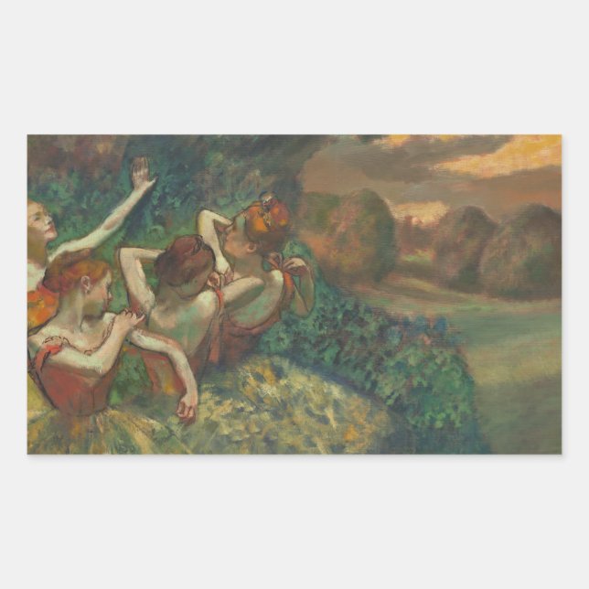 Edgar Degas Four Dancers Impressionist Rectangular Sticker (Front)