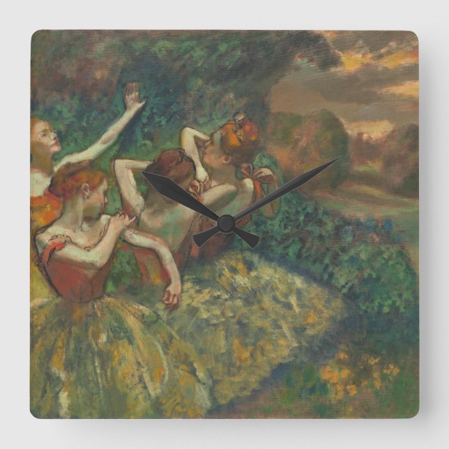 Edgar Degas Four Dancers Impressionist Square Wall Clock (Front)