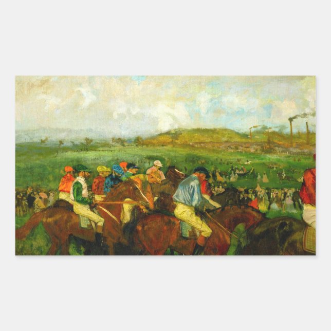 Edgar Degas Horseback Riding Rectangular Sticker (Front)