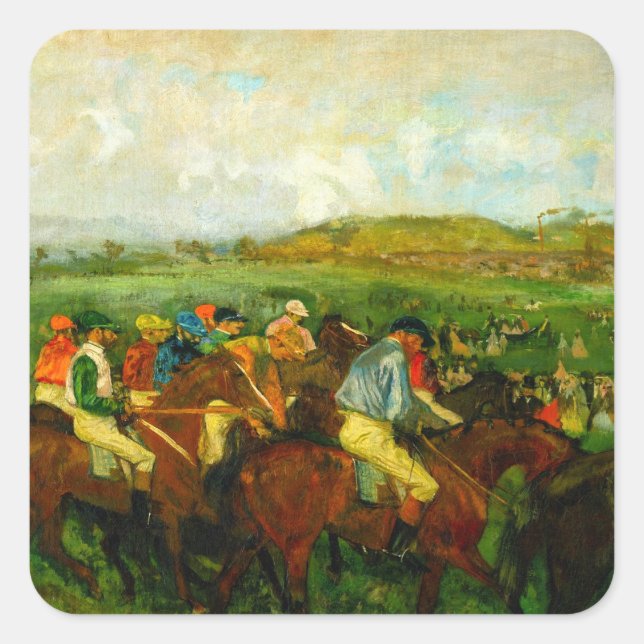 Edgar Degas Horseback Riding Square Sticker (Front)