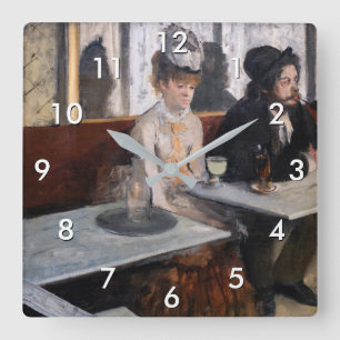Edgar Degas - In a Cafe / The Absinthe Square Wall Clock
