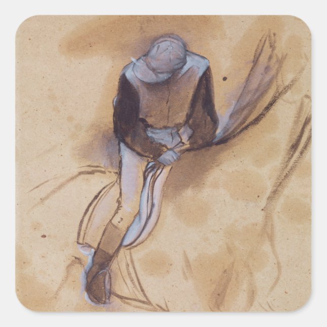 Edgar Degas | Jockey flexed forward standing Square Sticker (Front)