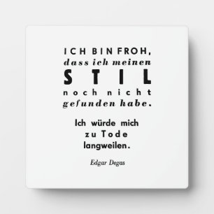 Edgar Degas Quote in German Lead Typesetting Print Plaque