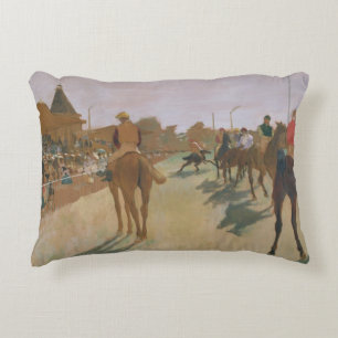 Edgar Degas Race Horses in front of the Stands Decorative Cushion