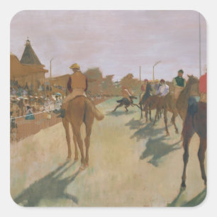 Edgar Degas Race Horses in front of the Stands Square Sticker
