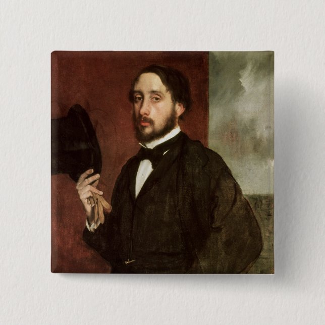 Edgar Degas | Self portrait, c.1862 15 Cm Square Badge (Front)