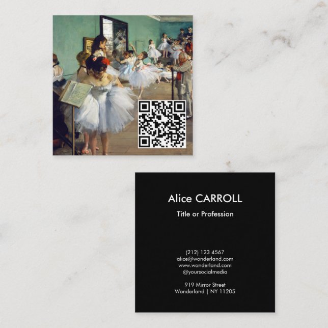 Edgar Degas - The Dance Class - QR Code Square Business Card (Front/Back)