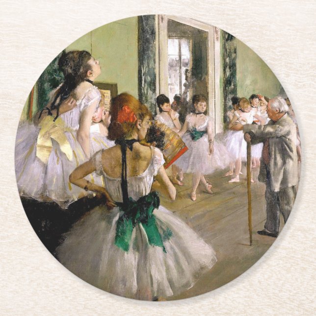 Edgar Degas The Dance Class Round Paper Coaster (Front)
