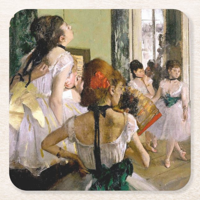 Edgar Degas The Dance Class Square Paper Coaster (Front)