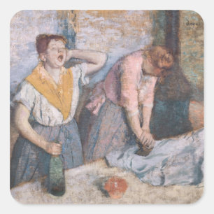 Edgar Degas   The Laundresses, c.1884 Square Sticker