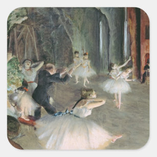 Edgar Degas   The Rehearsal of the Ballet on Stage Square Sticker