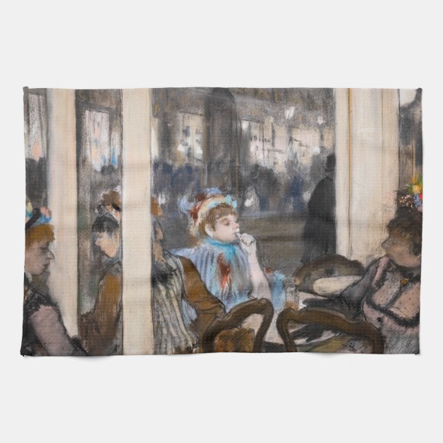 Edgar Degas - Women on a Cafe Terrace in Evening Tea Towel (Horizontal)
