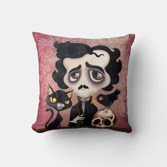 Edgar Poet Throw Pillow (Front)