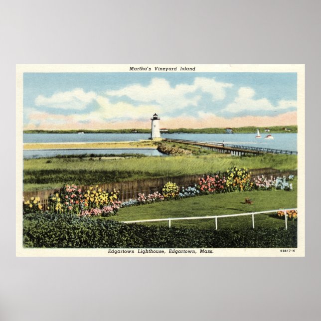 Edgartown Lighthouse Martha's Vineyard c1925 Poster (Front)