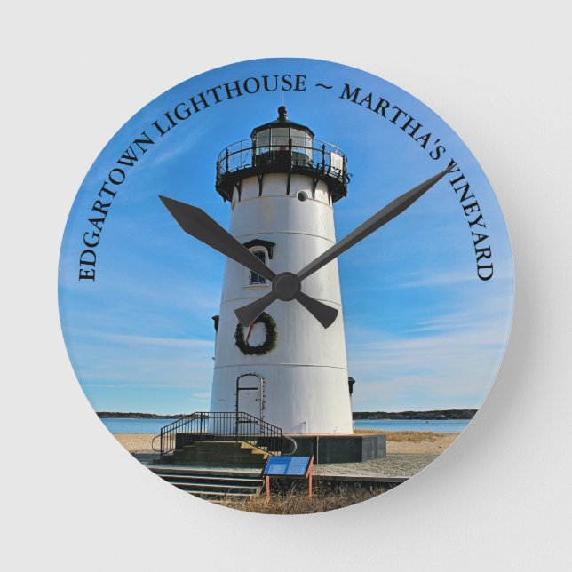 Edgartown Lighthouse, Massachusetts Round Clock (Front)