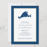 EDGARTOWN Marthas Vineyard Blue Map Wedding Invita
