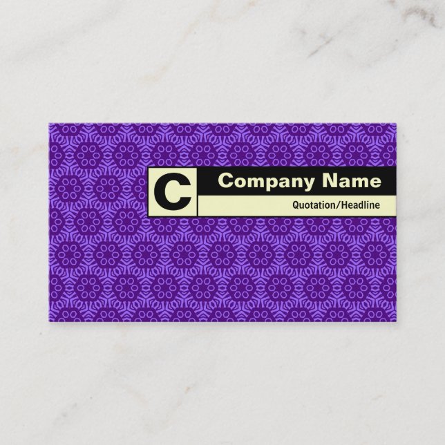 Edge Labelled Monogram - Purple Geometric Pattern Business Card (Front)