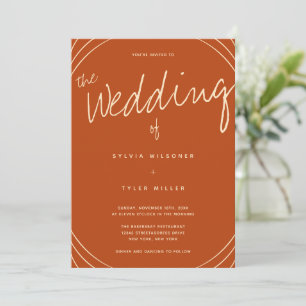 Edge Line Burnt Orange Wedding Invitation