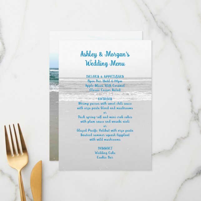 Edge of the Sea Wedding Menu Template (Front/Back In Situ)
